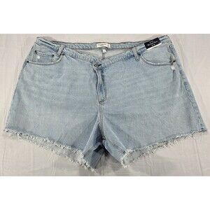 Abercrombie The Dad Short High Rise Frayed Women's 37 | 24 Light Wash Denim NWT